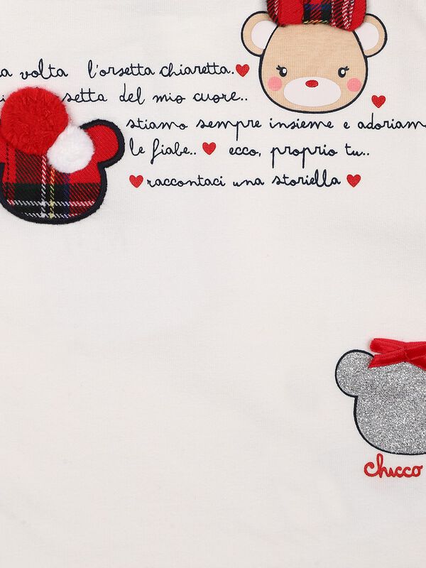 White Printed T-Shirt With Teddy Graphic  image number 2